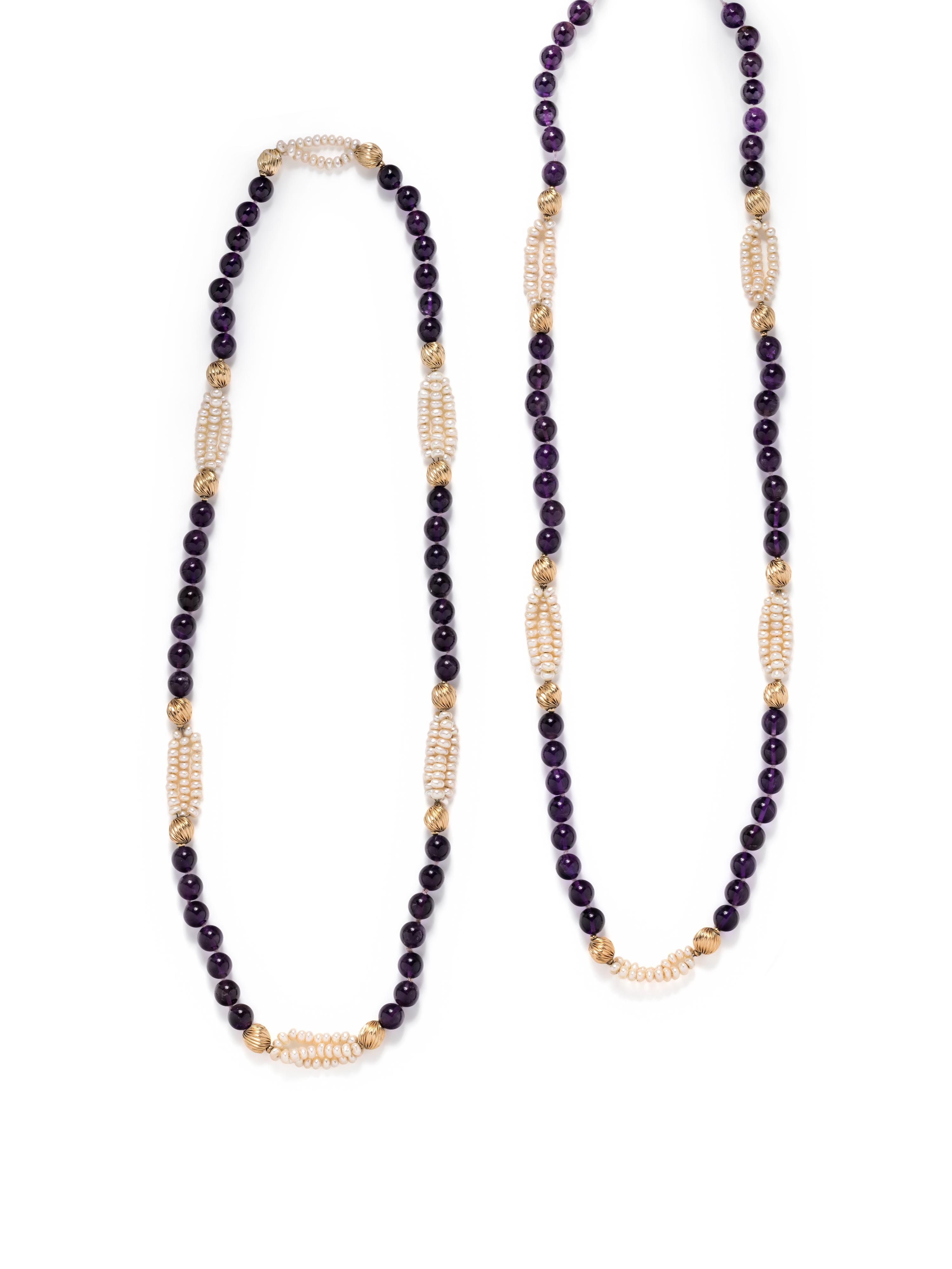 AMETHYST AND CULTURED PEARL NECKLACES