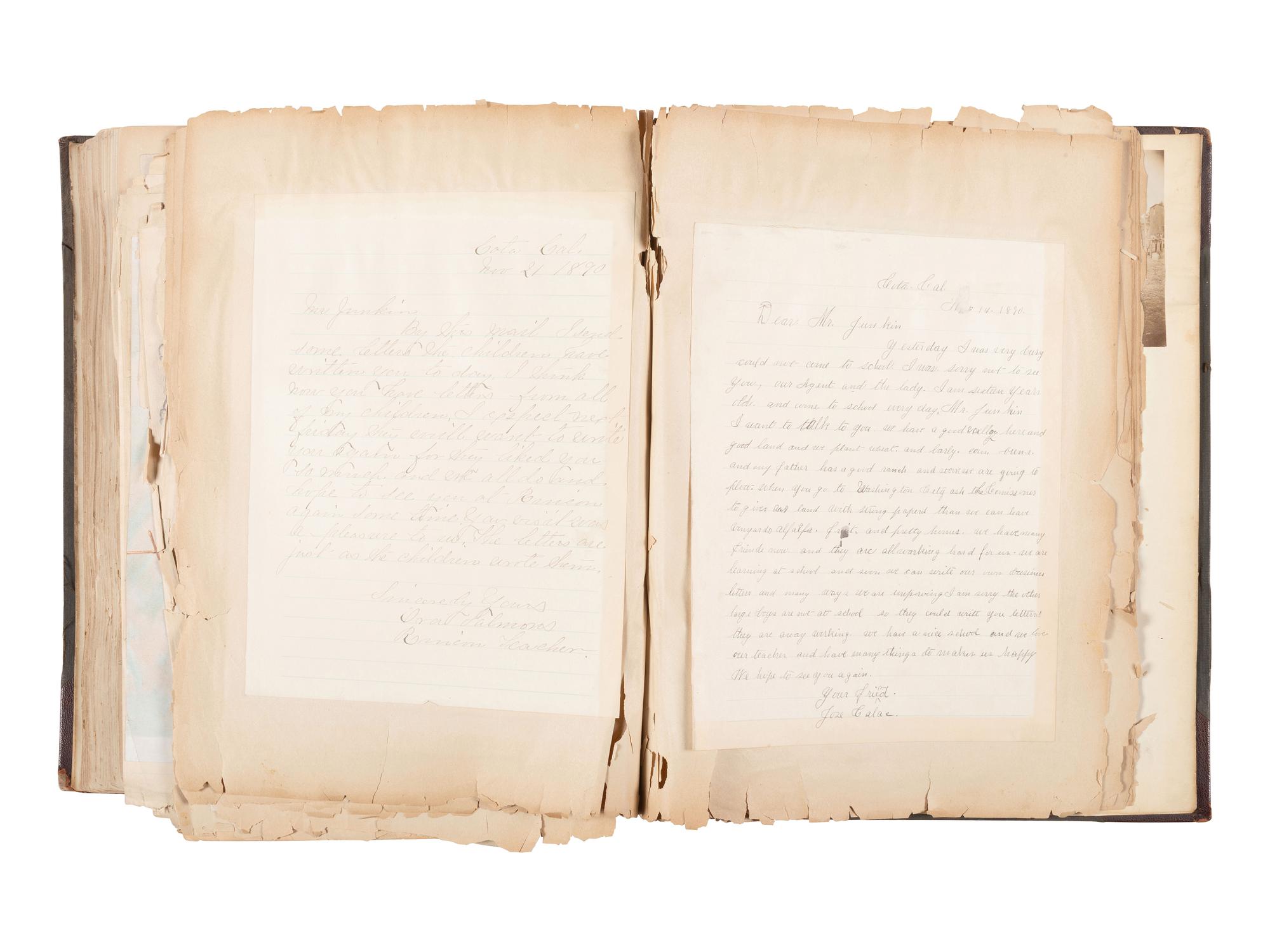 [NATIVE AMERICANS]. JUNKIN, William W. (1831-1903). A Collection of Indian Photographs and Views with Photos of a Few White Employes [ sic ] Together with Some Indian Letters and Paintings. Made by W.W. Junkin, Fairfield, Iowa. 1889-93.