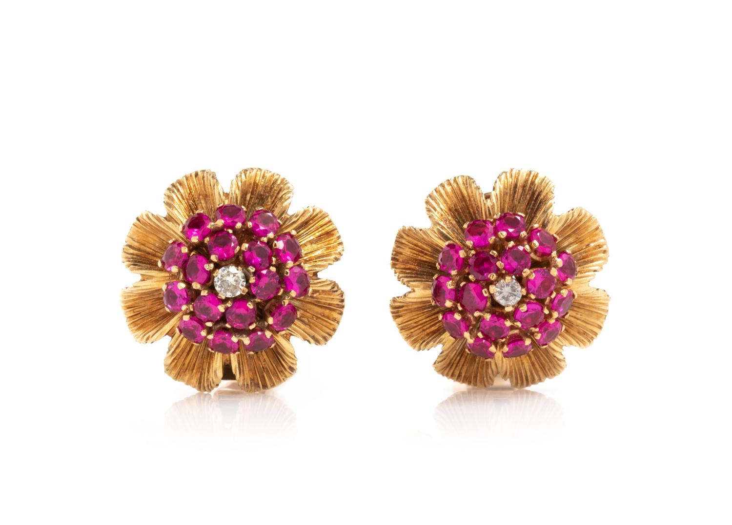 PINK SAPPHIRE AND DIAMOND EARCLIPS