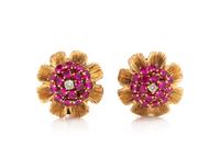 PINK SAPPHIRE AND DIAMOND EARCLIPS