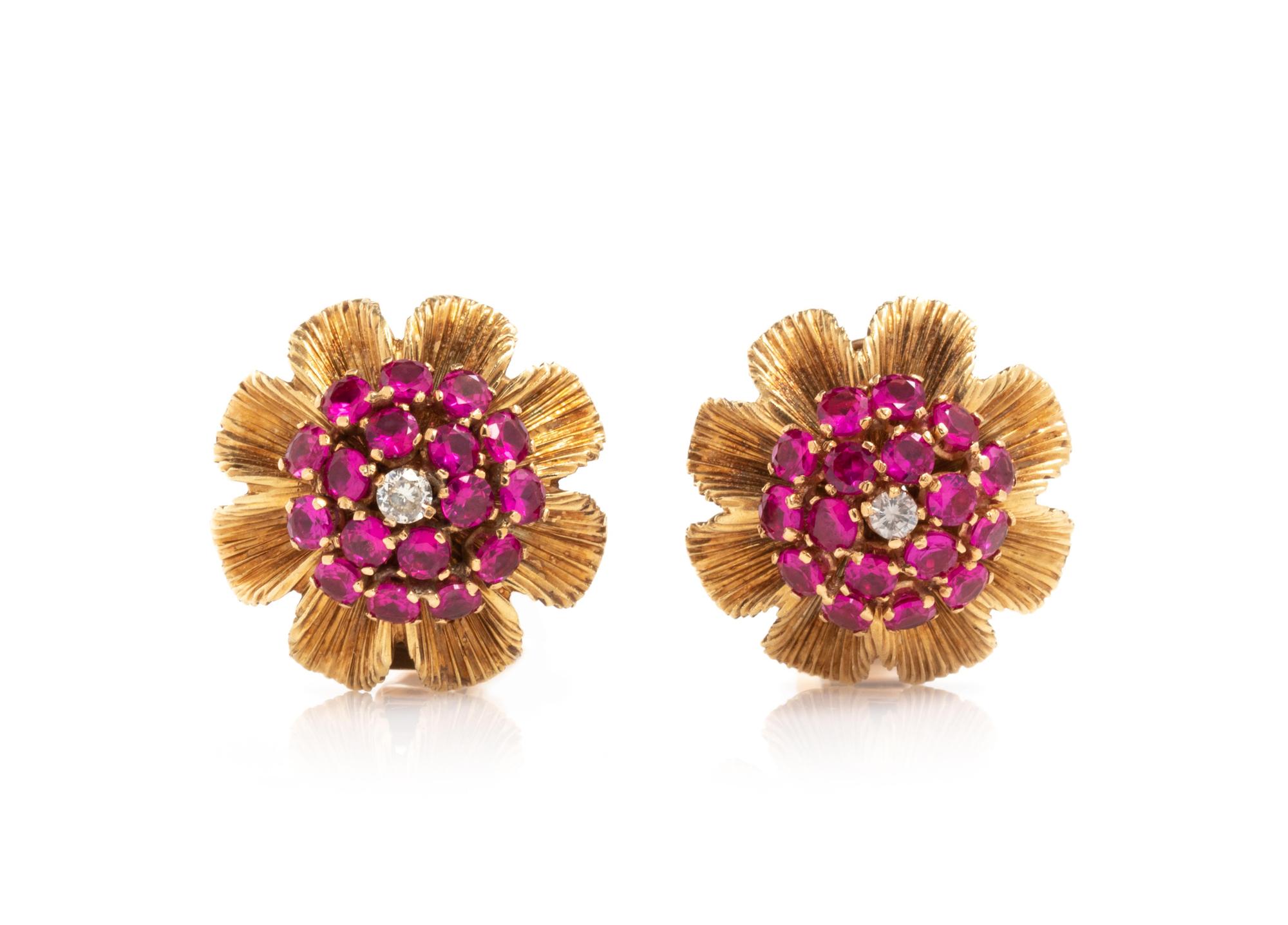PINK SAPPHIRE AND DIAMOND EARCLIPS