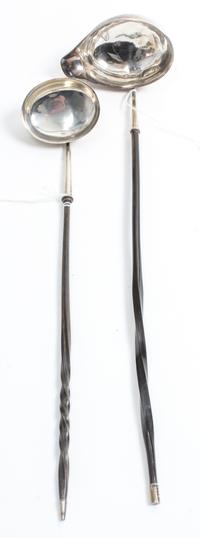 Two Silver Toddy Ladles, likely Continental, each having a baleen twist-form handle.