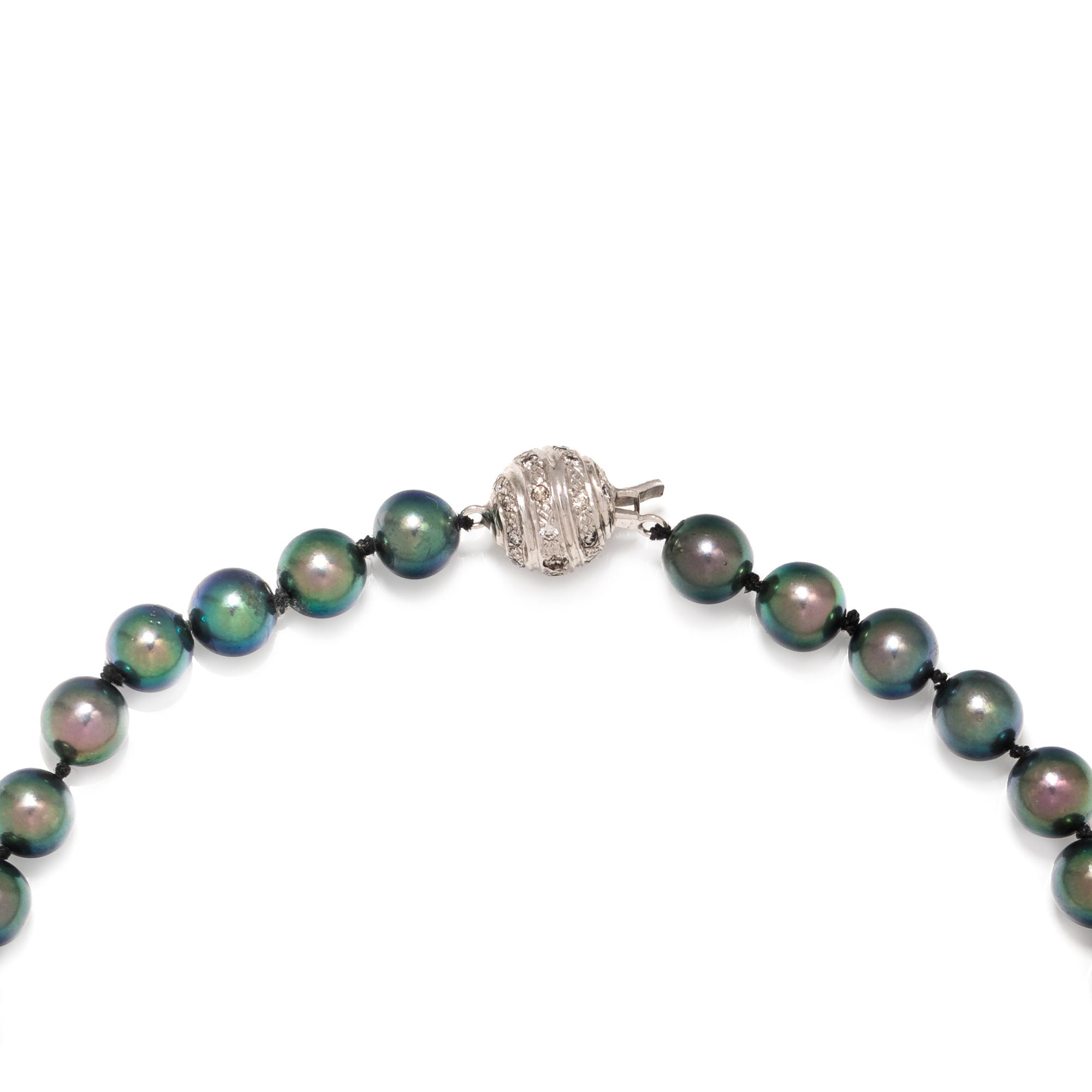 CULTURED TAHITIAN PEARL AND DIAMOND NECKLACE