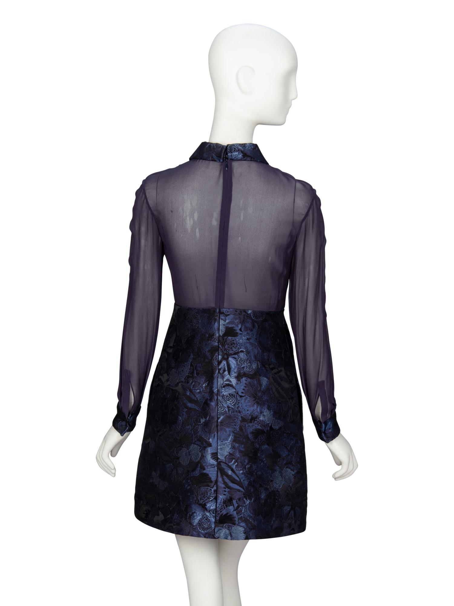 VALENTINO, FLORAL JACQUARD & CHIFFON SHIRTDRESS