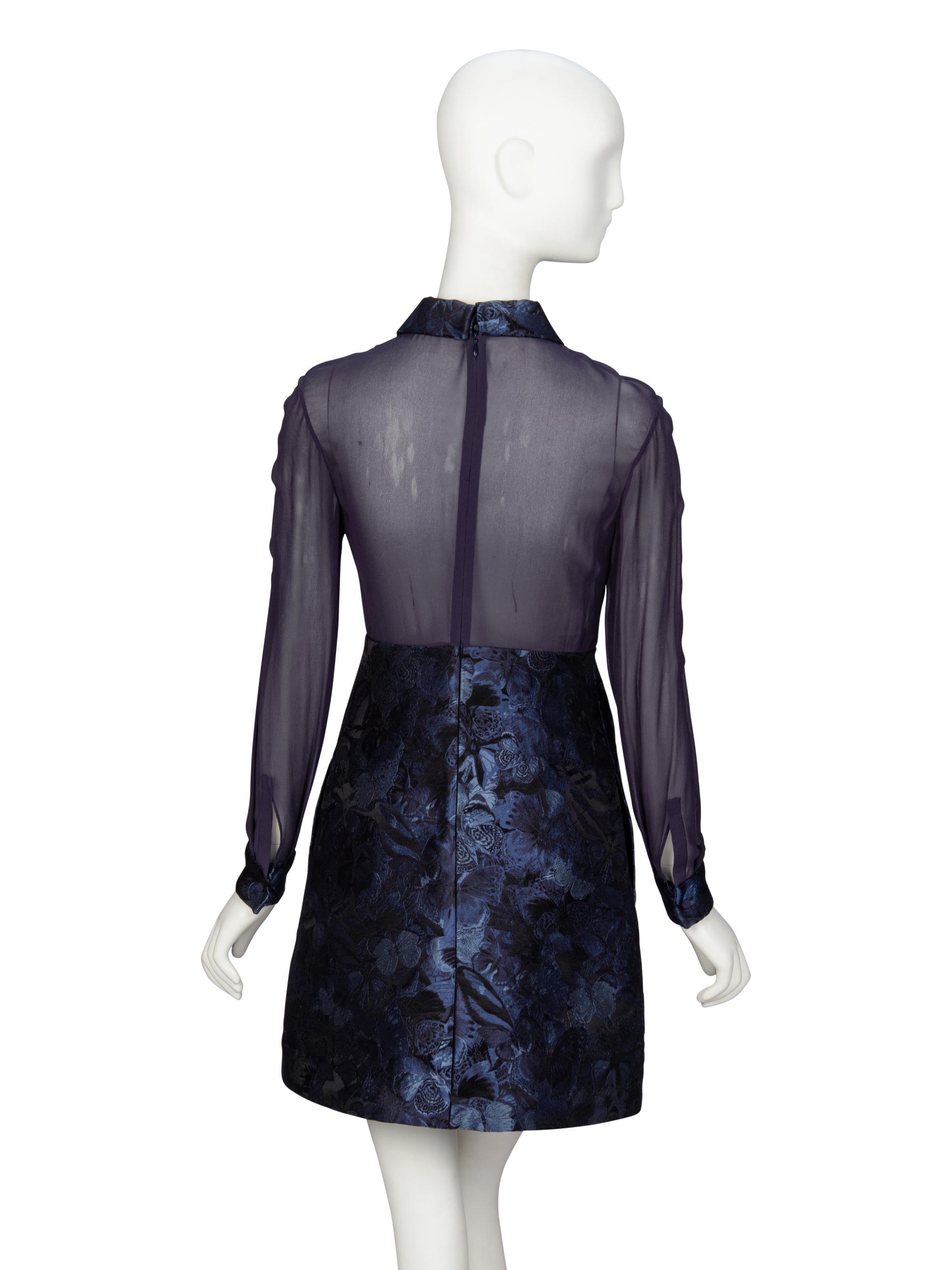VALENTINO, FLORAL JACQUARD & CHIFFON SHIRTDRESS