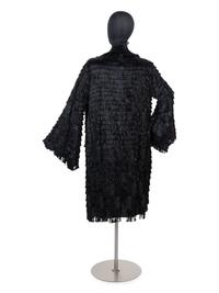 Unlabeled Black Coat with Ruffles, 1910-30s