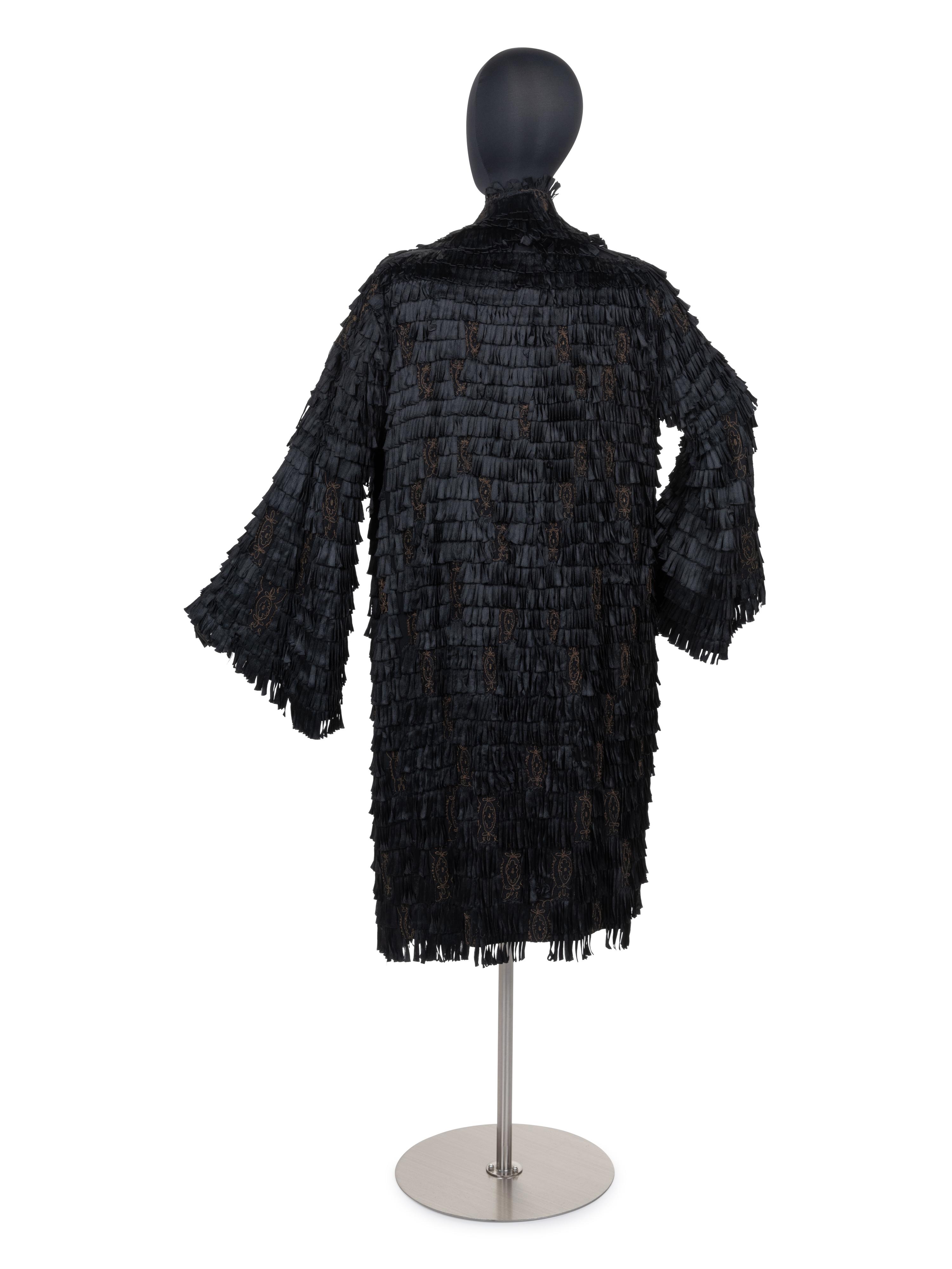 Unlabeled Black Coat with Ruffles, 1910-30s