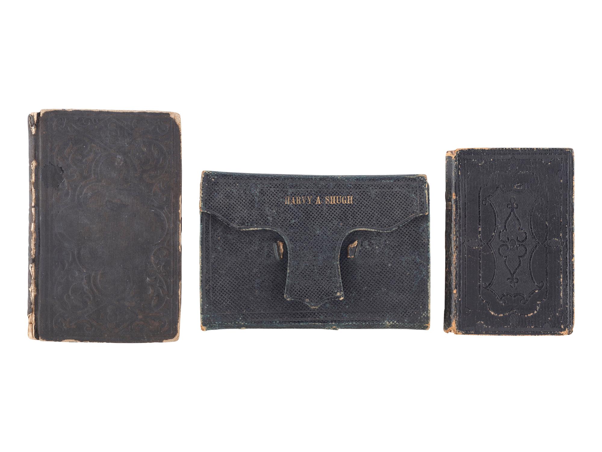 [CIVIL WAR]. New Testament owned by Private Harvy A. Shugh, 96th and 77th Ohio Infantries. [ With :] Two war-time New Testaments.