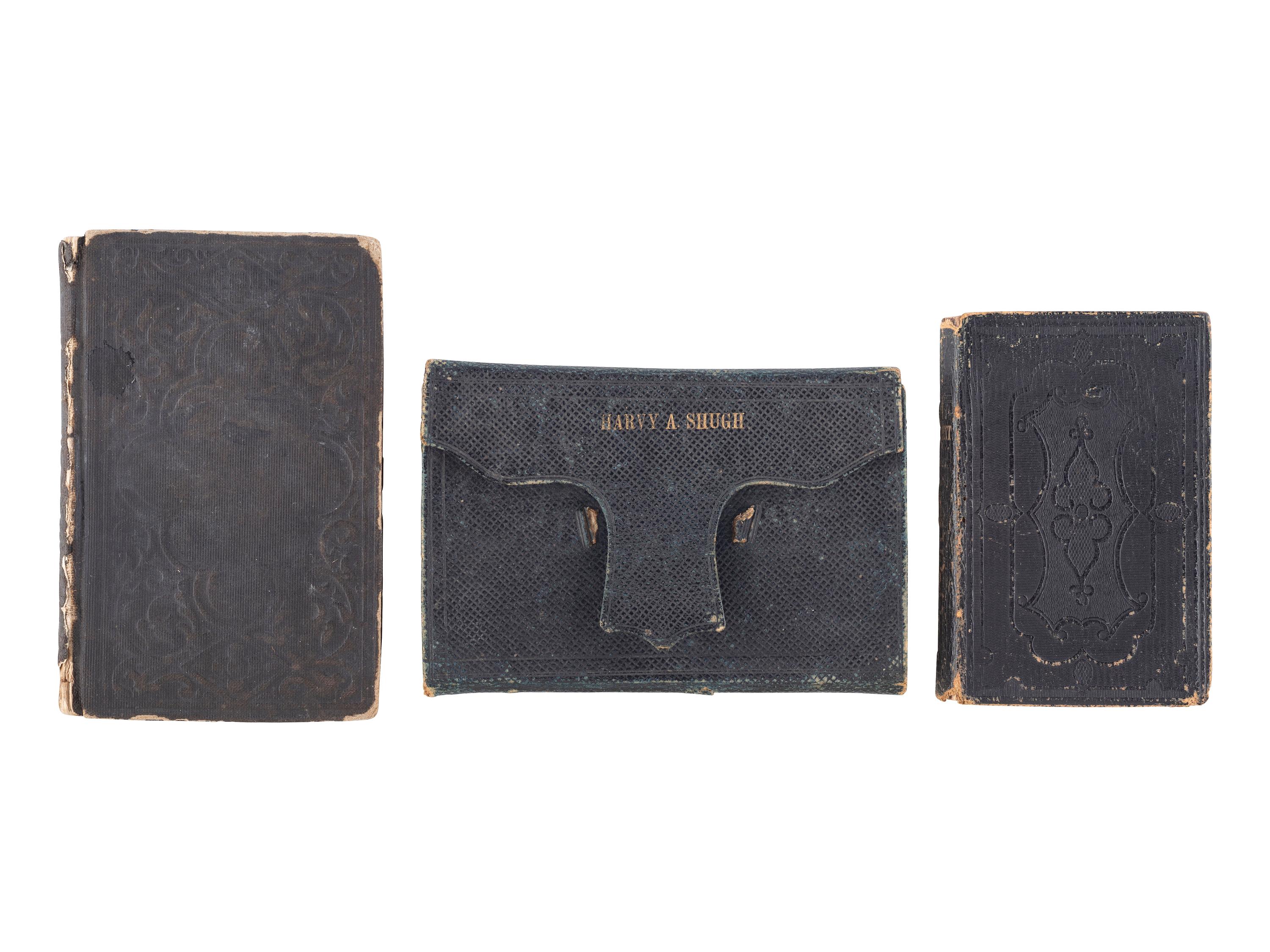 [CIVIL WAR]. New Testament owned by Private Harvy A. Shugh, 96th and 77th Ohio Infantries. [ With :] Two war-time New Testaments.