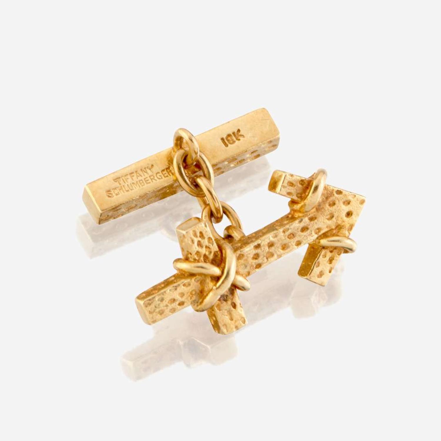 A pair of gold cufflinks, Tiffany & Co. Schlumberger