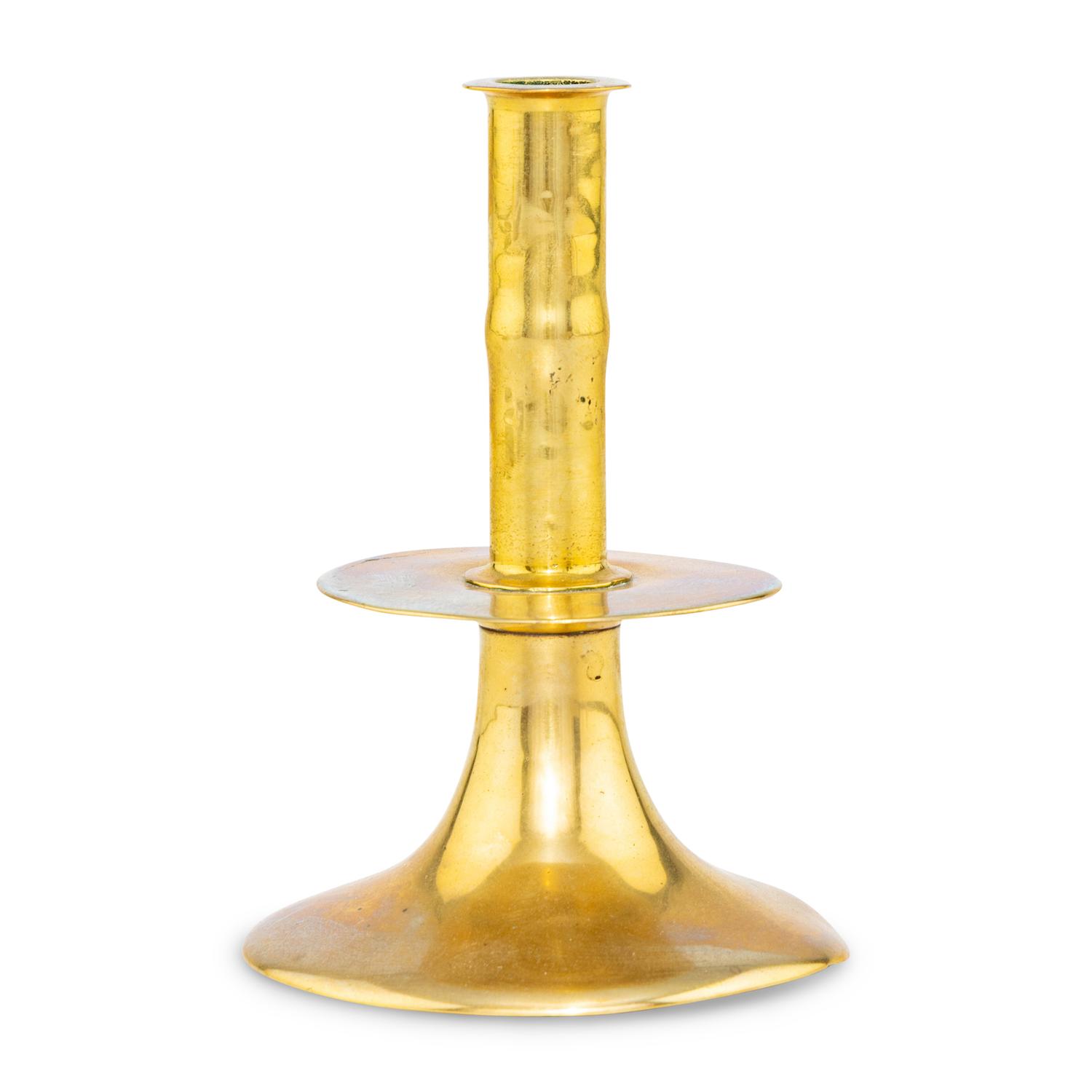 An English Brass Trumpet Form Candlestick