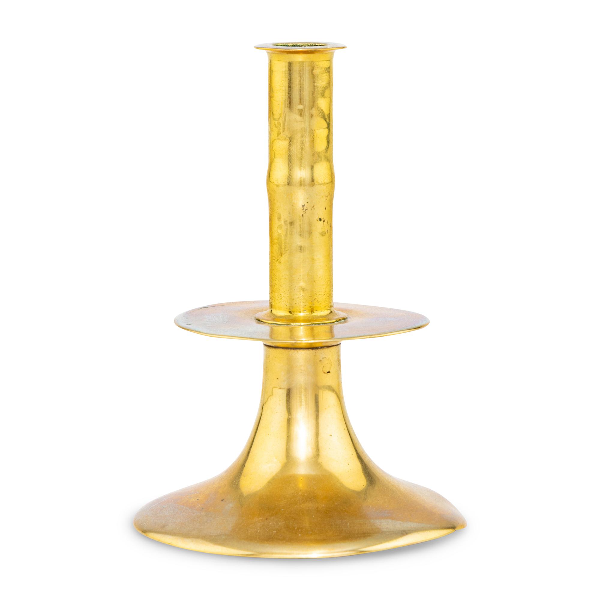 An English Brass Trumpet Form Candlestick