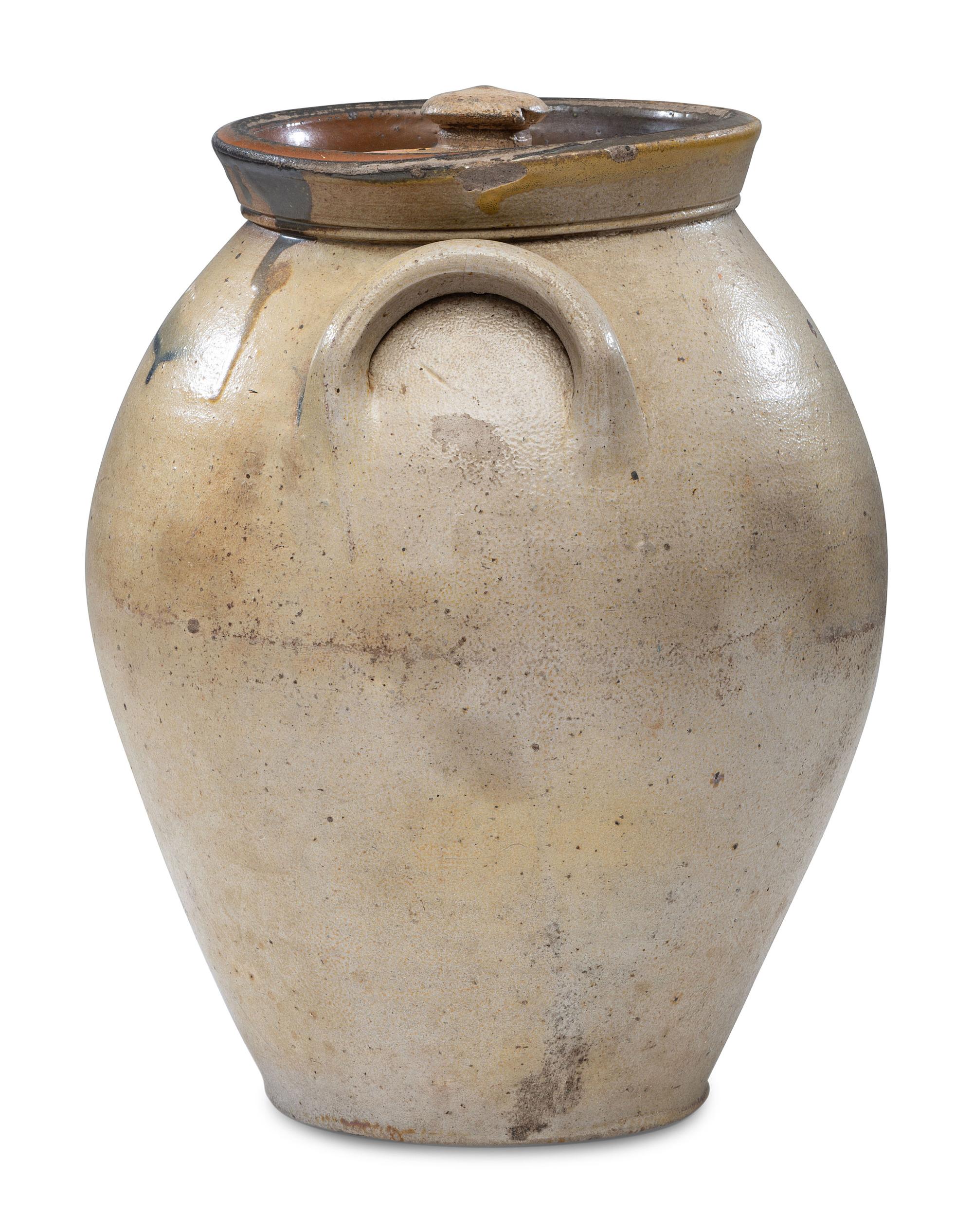 A Lahan Worbs Two Gallon Lidded Stoneware Crock