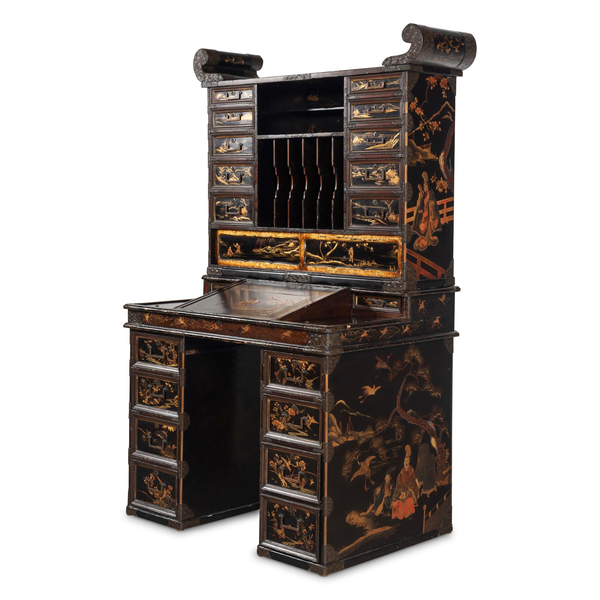 A Japanese Lacquer Bureau Cabinet