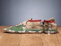 Central Plains Beaded Hide Moccasins, with Crosses