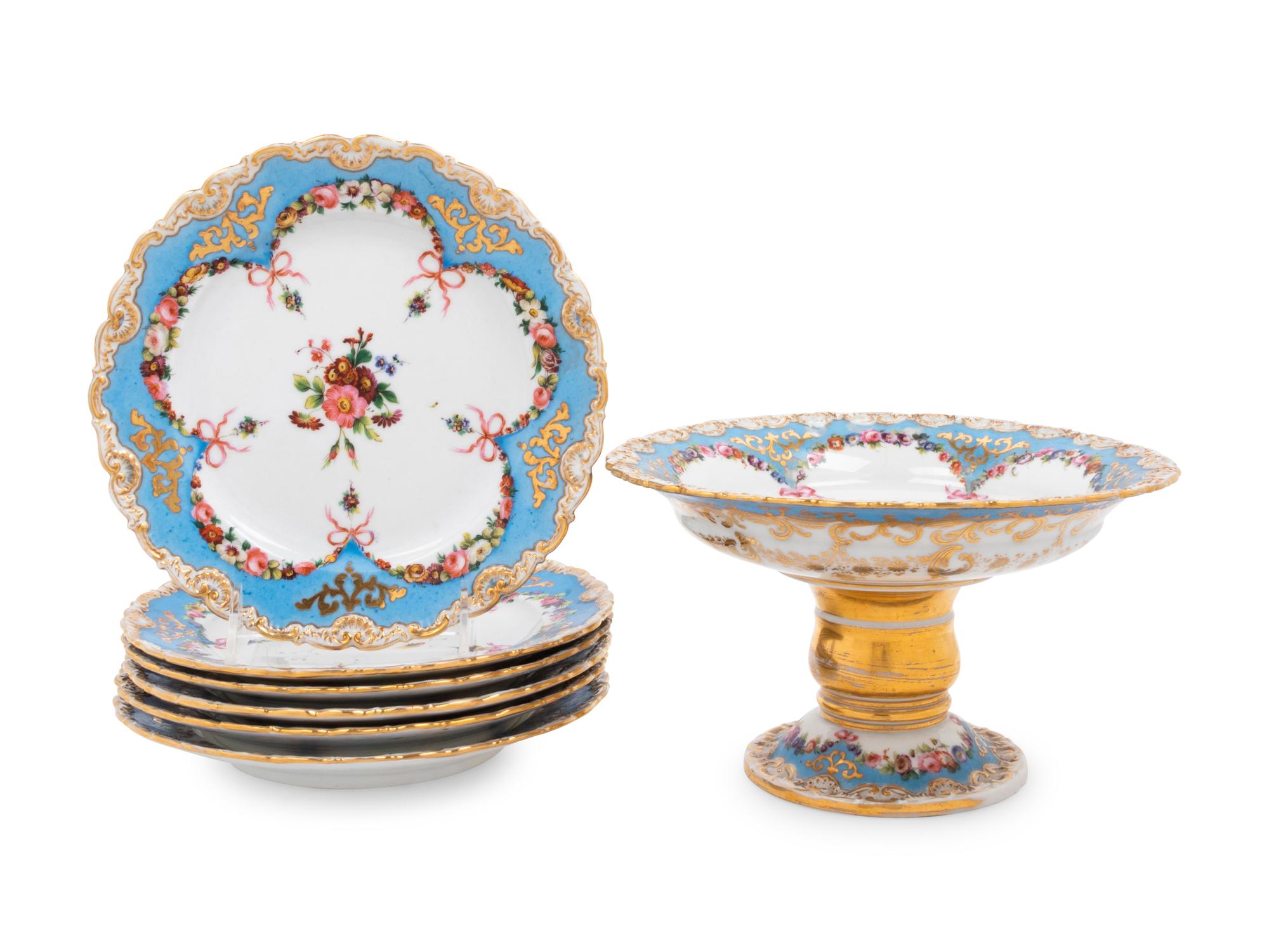 A Group of French Porcelain Dessert Service Articles