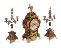 An Assembled Napoleon III Style Gilt Bronze Mounted Boulle Marquetry Clock Garniture