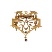 ART NOUVEAU, YELLOW GOLD, PLATINUM, AND DIAMOND PENDANT/BROOCH