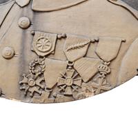 A Terra Cotta Rondel from the Polish Embassy in Chicago 25.25" W x 5" D x 25.25" H — United States, Early 20th Century