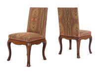 A Pair of English Mahogany Paisley-Upholstered Side Chairs