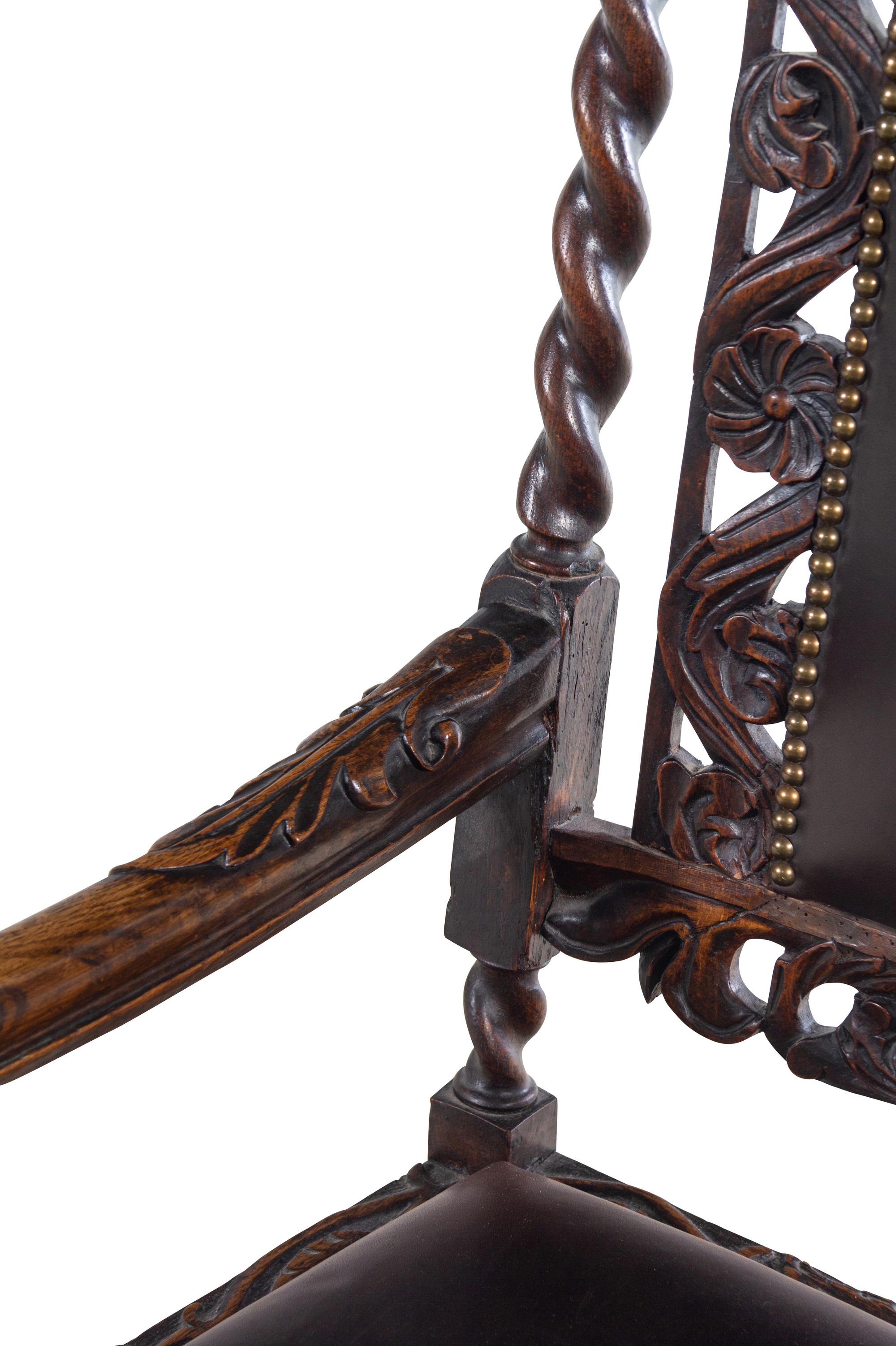 A William and Mary Style Oak Armchair