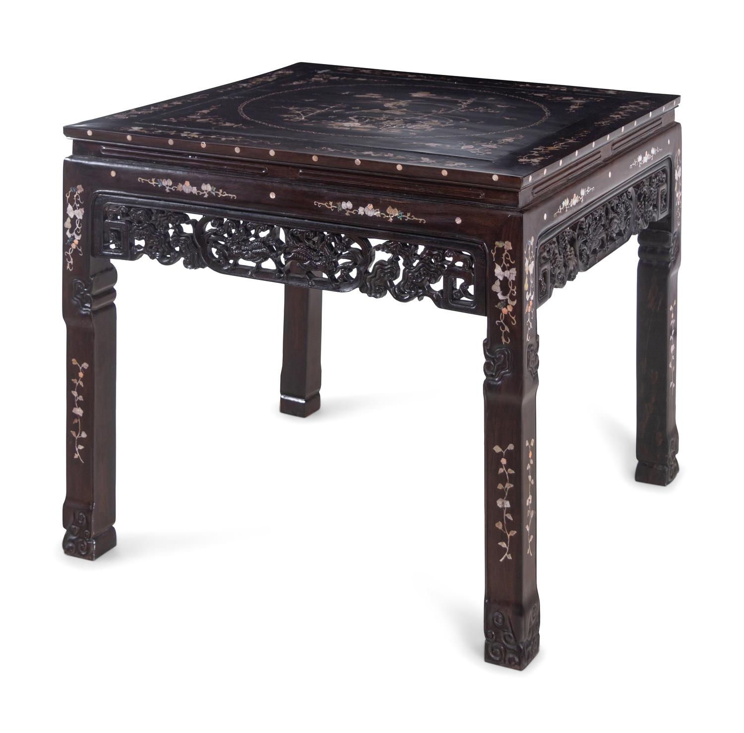 A Set of Chinese Rosewood and Mother-of-Pearl Inlaid Furniture