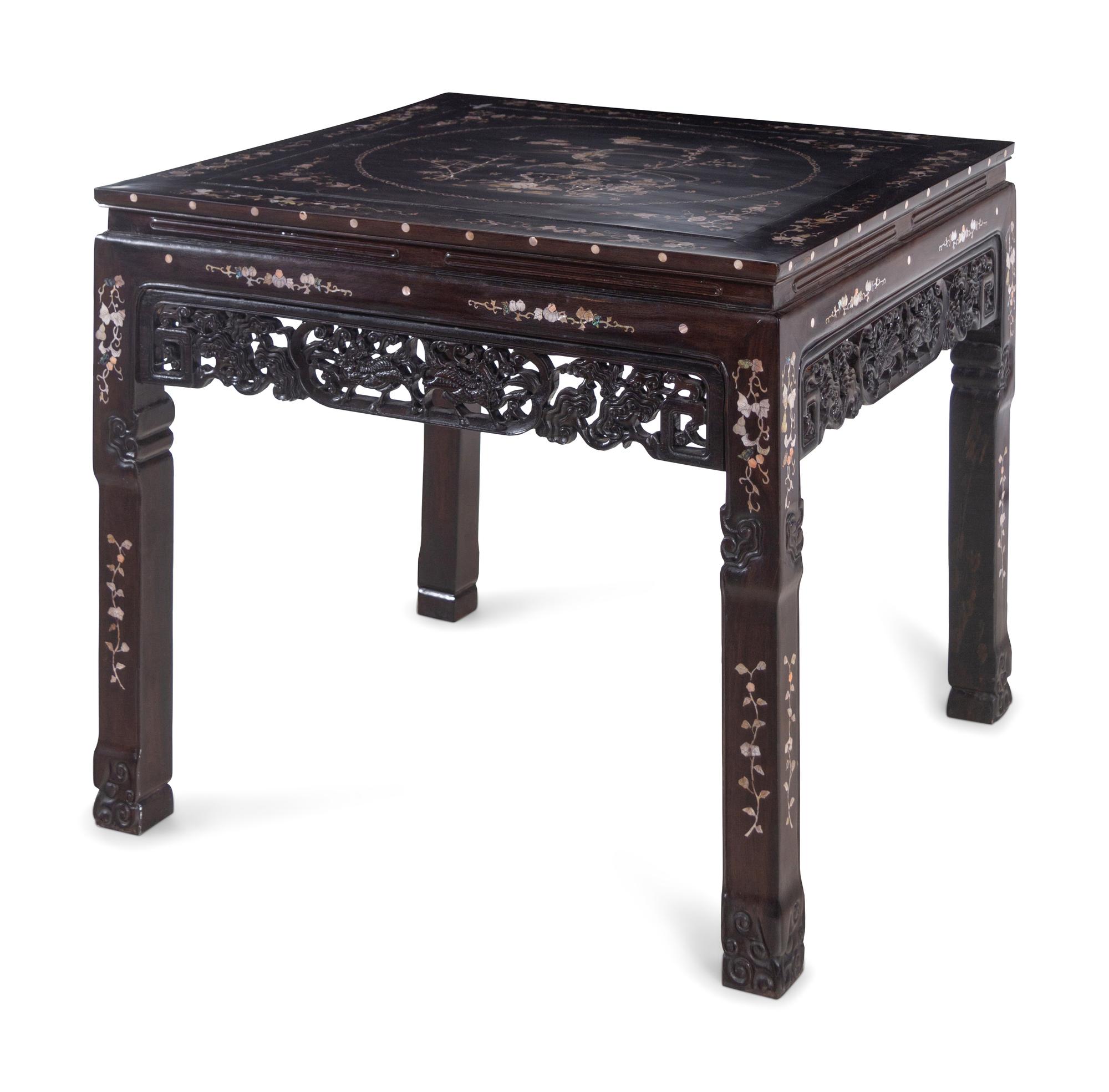 A Set of Chinese Rosewood and Mother-of-Pearl Inlaid Furniture