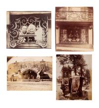 A group of four photographs ( Á la Coquille d'Or, rue de la Sourdière, 4e, 1908; Pavilion du Hanovre, boulevard des Capucines 33 , 1913; Fête du Trône , 1914; Fleurs [Boulevard Saint Michel] , 1926-1927)