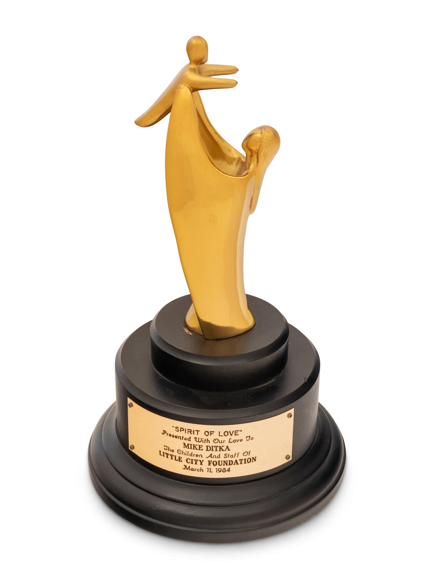 A 1984 Spirit of Love Trophy Awarded to Mike Ditka by Little City Foundation Formerly Displayed at Mike Ditka's Restaurant
