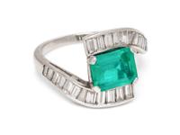 A Platinum, Emerald and Diamond Ring,