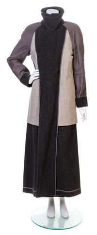 A Comme des Garcons Gray Flannel Inside Out Trench Coat, Size small.