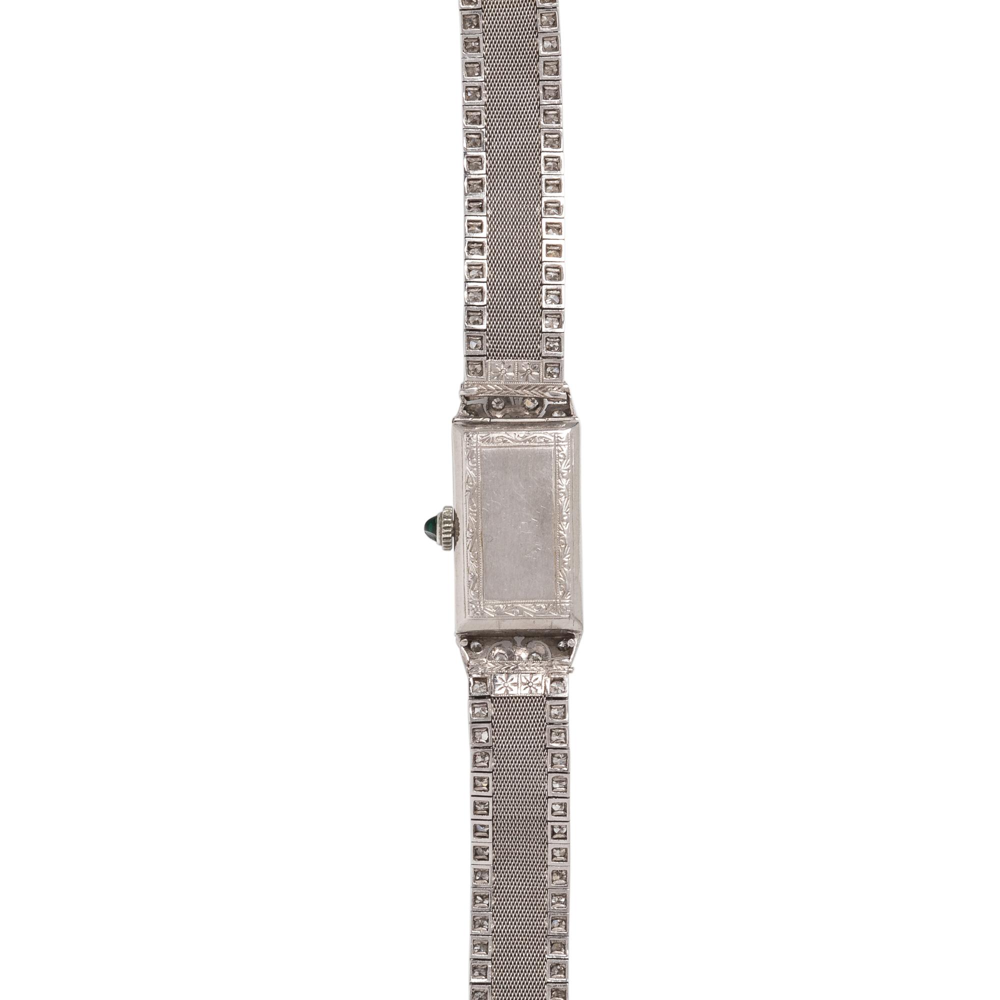ANTIQUE, PLATINUM AND DIAMOND WRISTWATCH