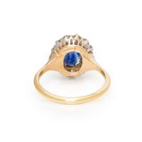 Sapphire, Diamond, and Bicolor Gold Ring