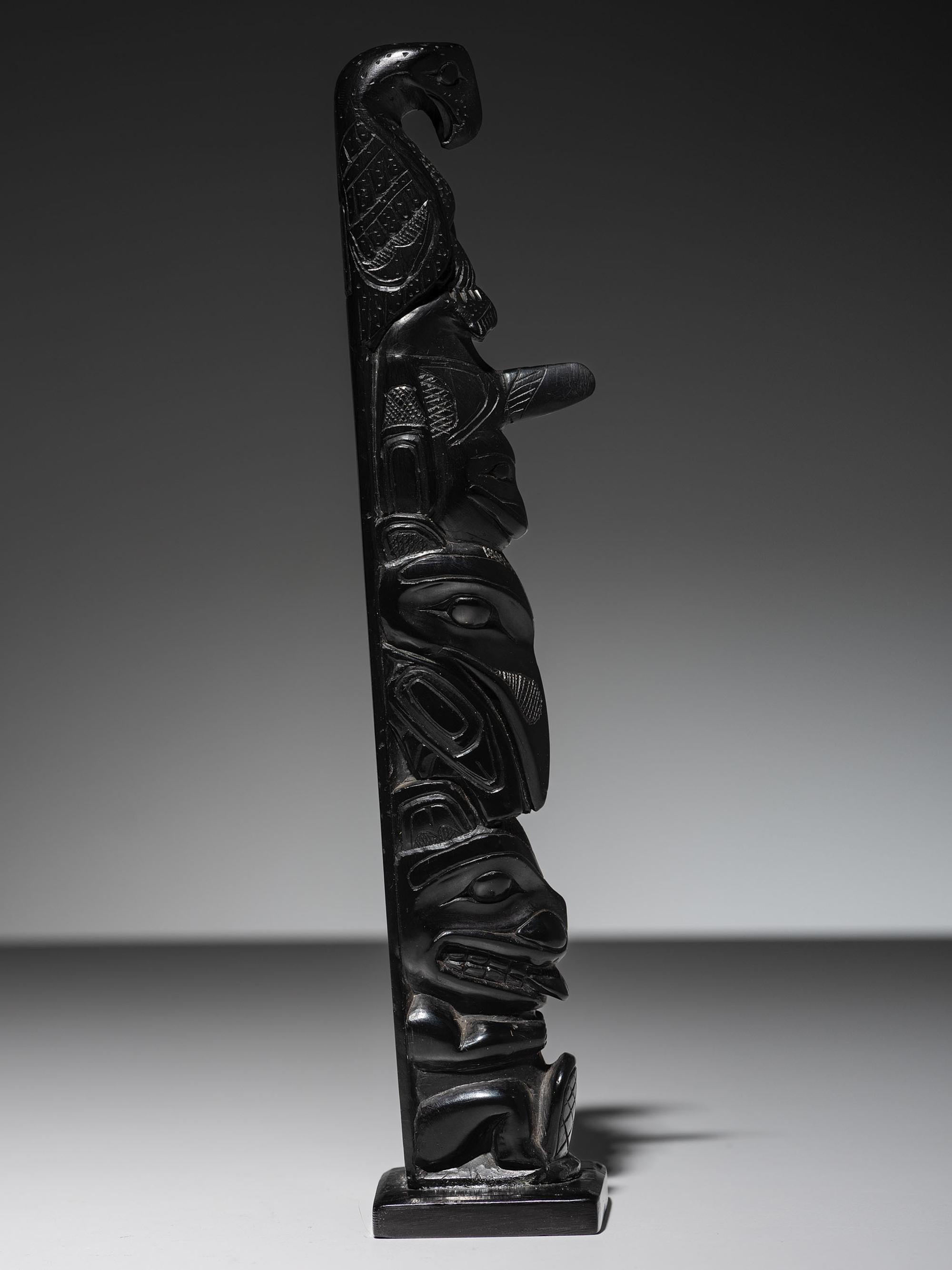 Haida Argillite Model Totem Pole
