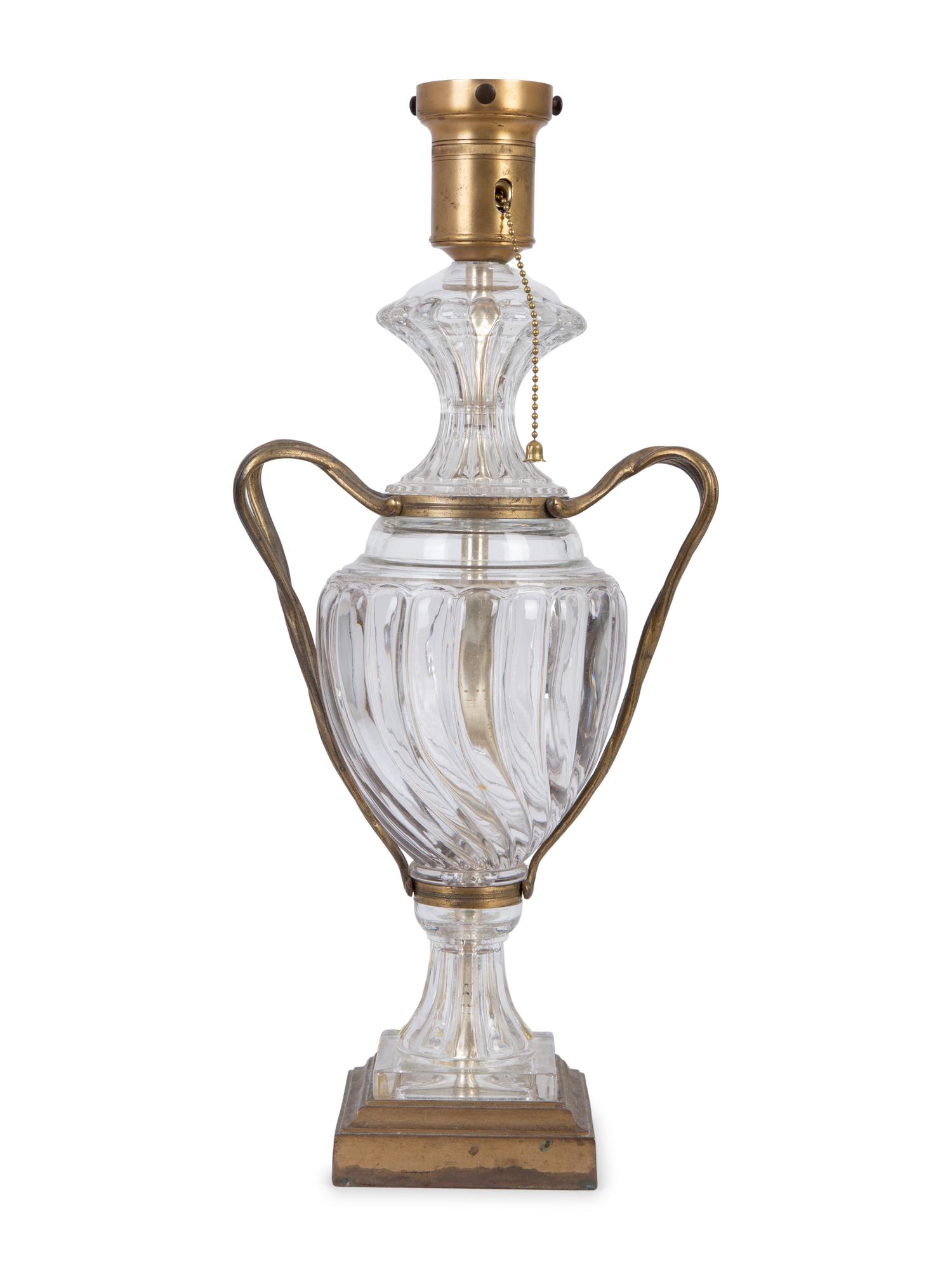 A Louis XV Style Gilt Metal Mounted Glass Urn