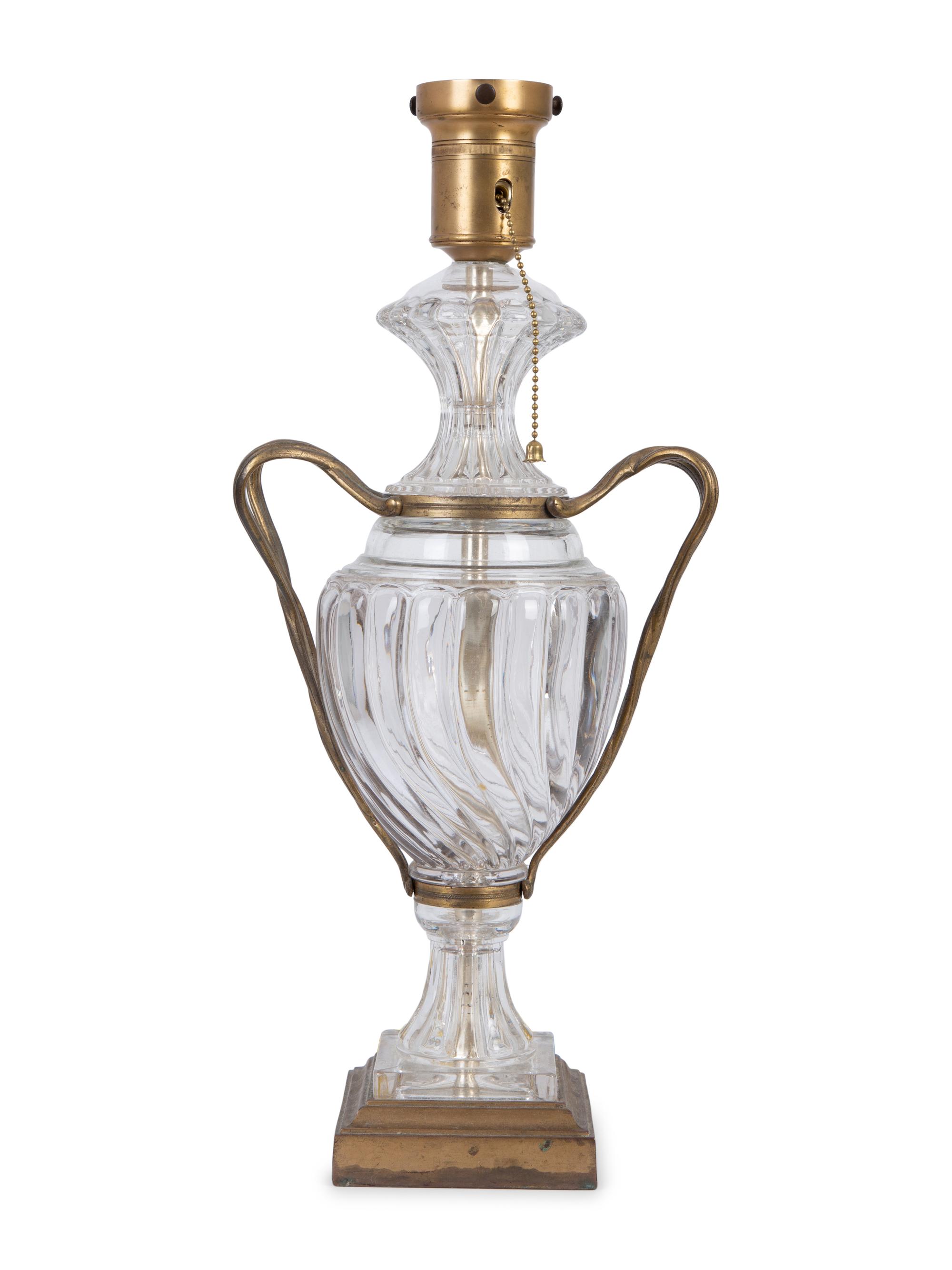 A Louis XV Style Gilt Metal Mounted Glass Urn