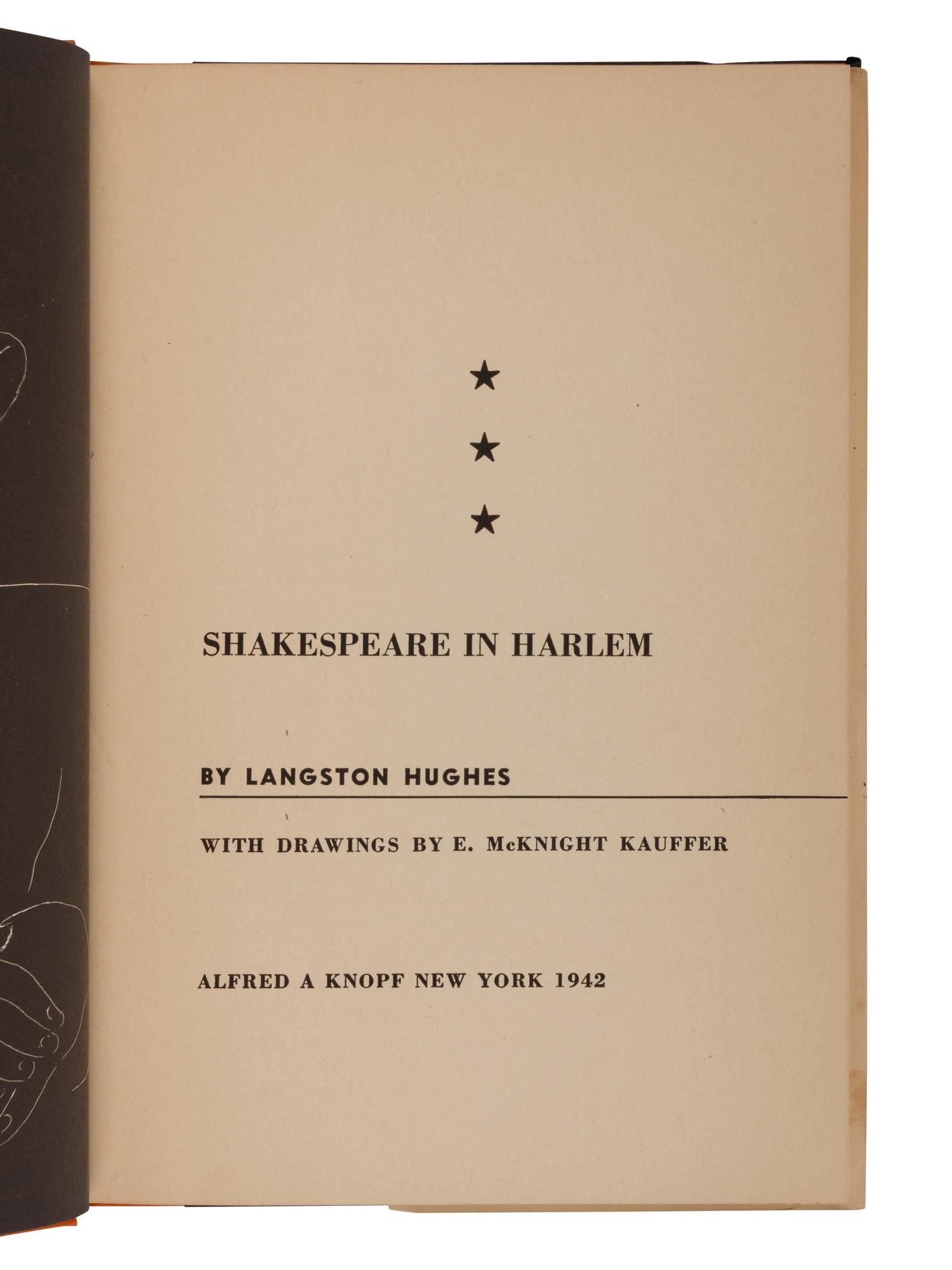 HUGHES, Langston (1901-1967). Shakespeare in Harlem . New York: Alfred A. Knopf, 1942.