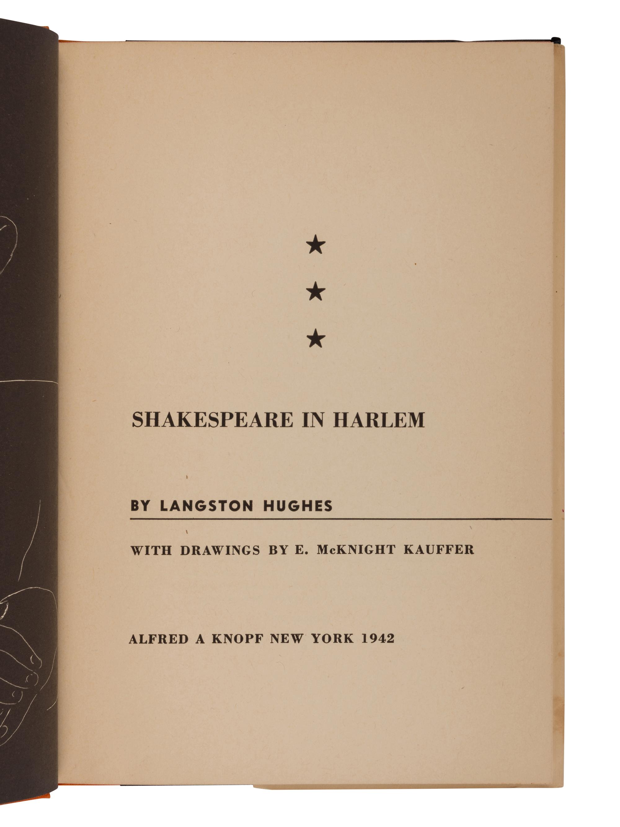 HUGHES, Langston (1901-1967). Shakespeare in Harlem . New York: Alfred A. Knopf, 1942.