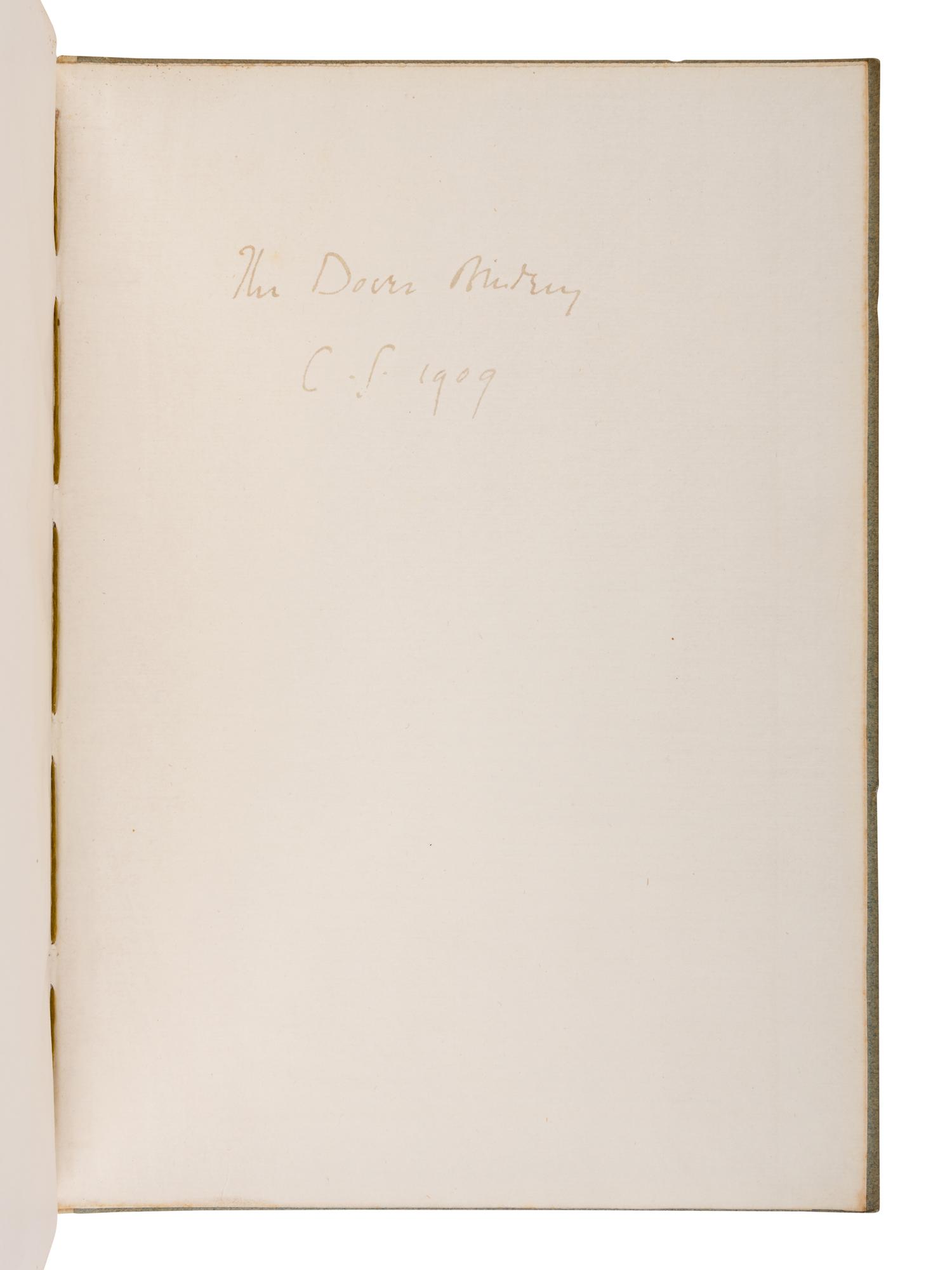 [FINE PRESS -- DOVES PRESS & BINDERY]. SHAKESPEARE, William (1564-1616). The Tragicall Historie of Hamlet Prince of Denmarke . Hammersmith: The Doves Press, 1909.