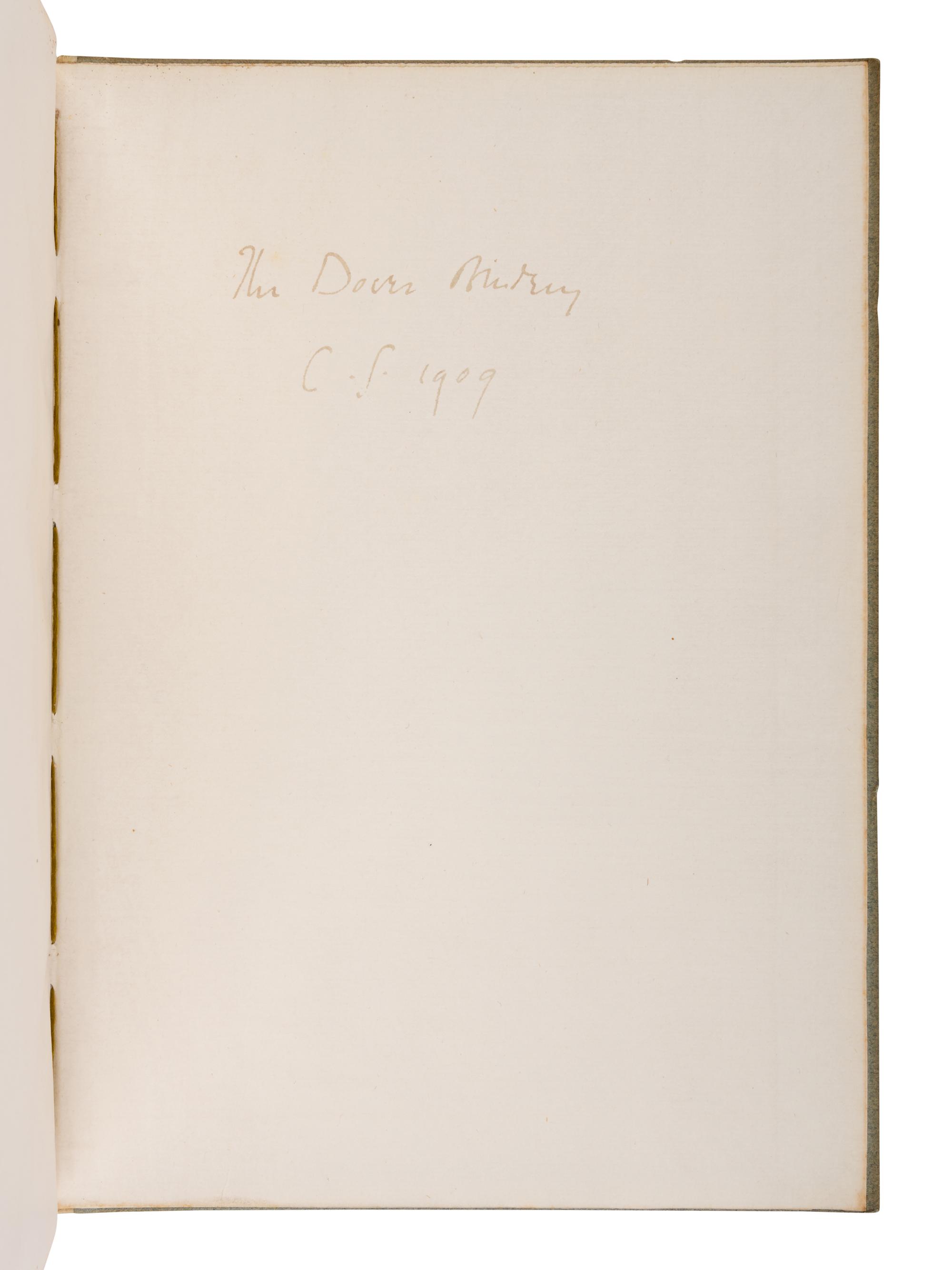 [FINE PRESS -- DOVES PRESS & BINDERY]. SHAKESPEARE, William (1564-1616). The Tragicall Historie of Hamlet Prince of Denmarke . Hammersmith: The Doves Press, 1909.