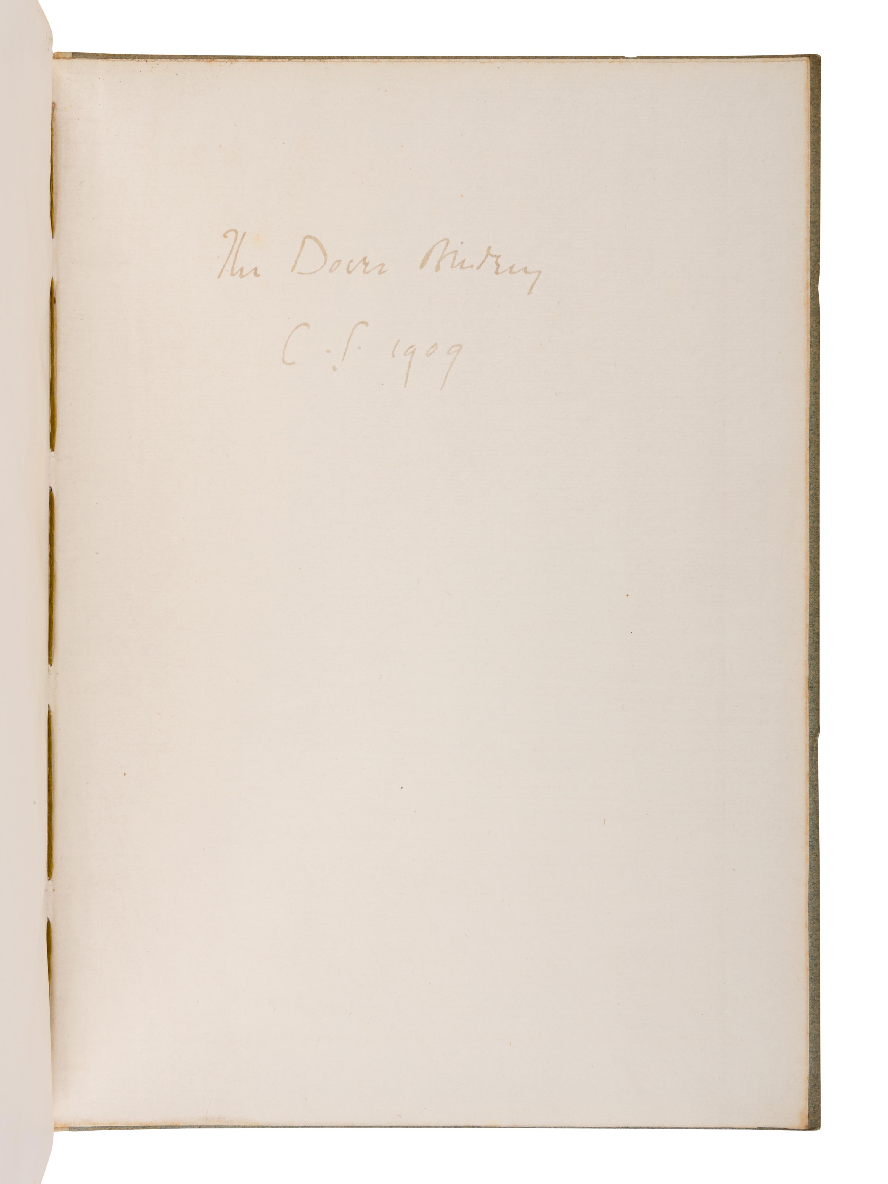 [FINE PRESS -- DOVES PRESS & BINDERY]. SHAKESPEARE, William (1564-1616). The Tragicall Historie of Hamlet Prince of Denmarke . Hammersmith: The Doves Press, 1909.