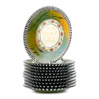 A MacKenzie Childs Hand-Painted Glass Dessert Service for Twenty