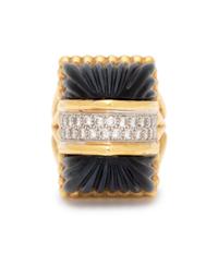 R. STONE, AGATE AND DIAMOND RING