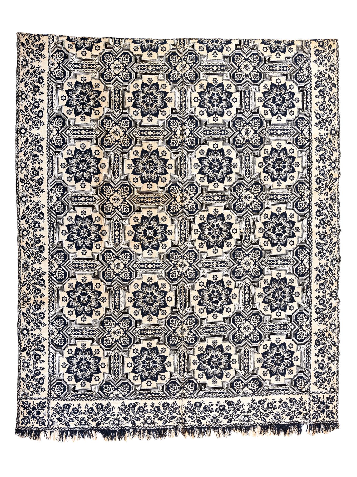Two Jacquard Coverlets, One by Charles Adolph (American/French, 1815-after 1870)