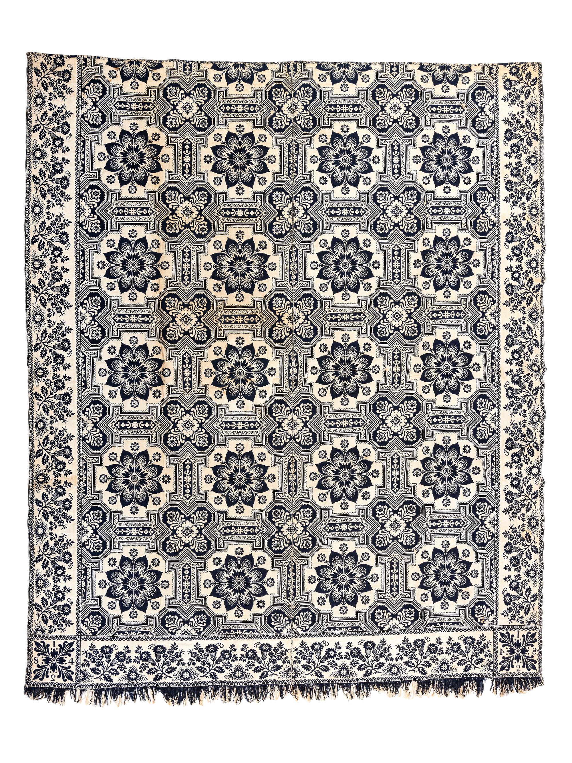 Two Jacquard Coverlets, One by Charles Adolph (American/French, 1815-after 1870)