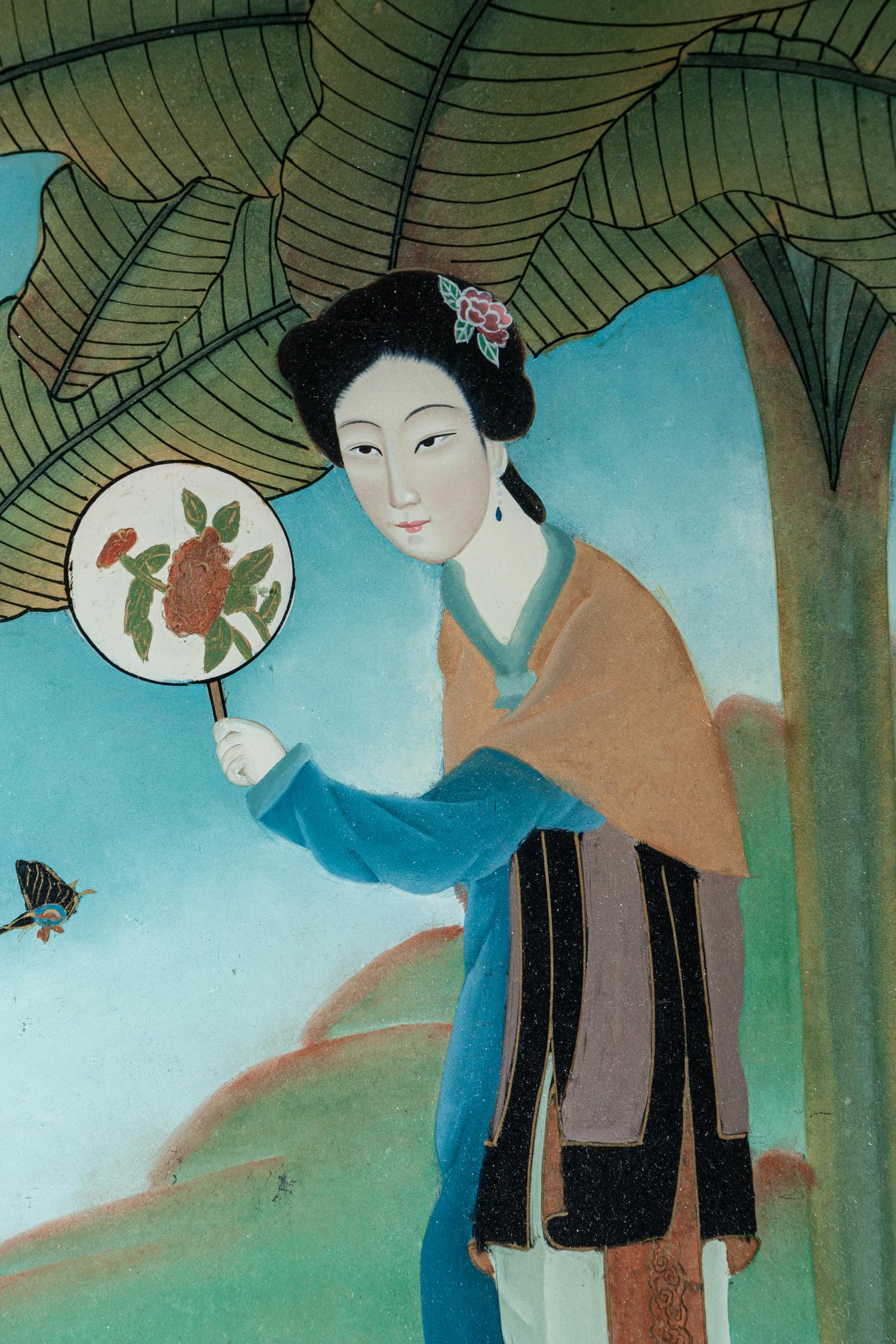 FIve Chinese Reverse Glass Paintings