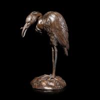 A Japanese Bronze Figure of an Egret, 20th Century