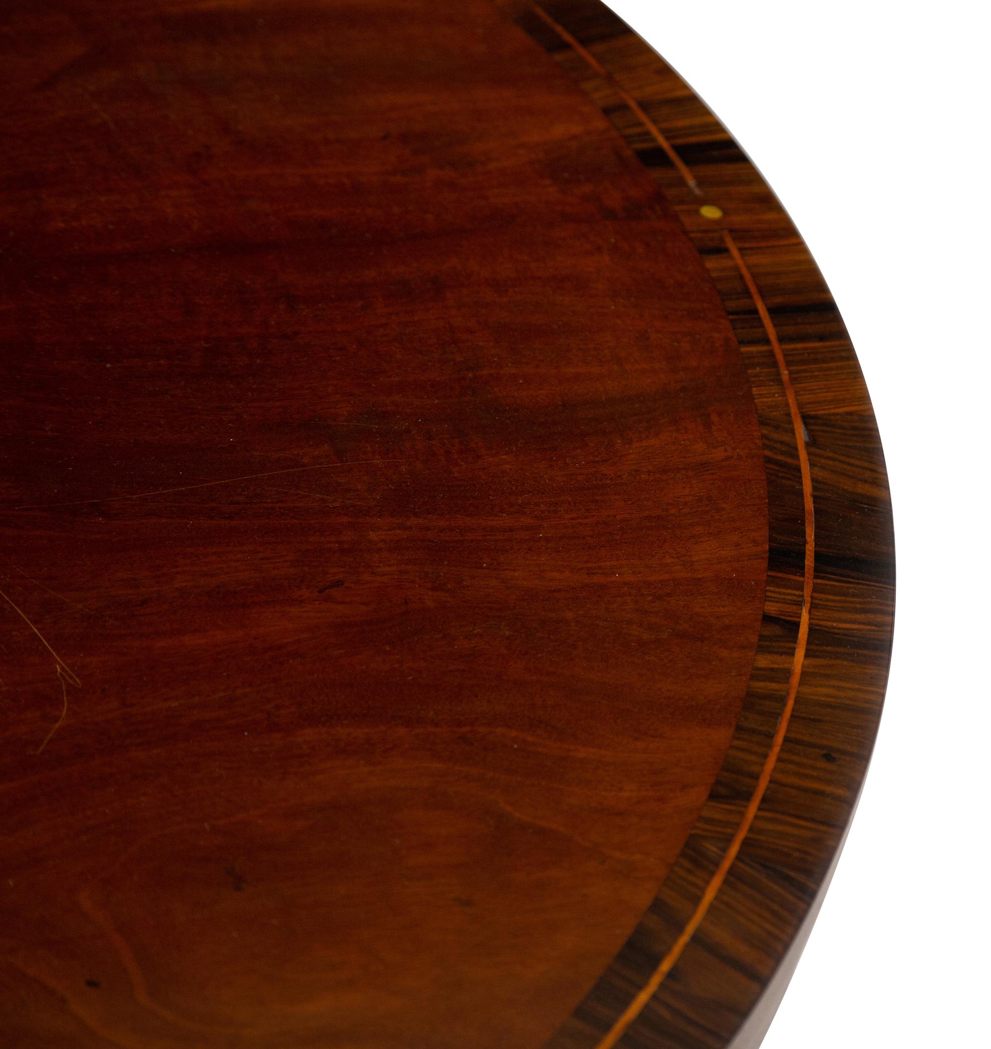 A Regency Brass Inlaid and Crossbanded Mahogany Low Table