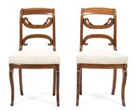 A Pair of Louis Philippe Style Swan-Form and Crested Back Side Chairs Height 34 inches. — 20TH CENTURY