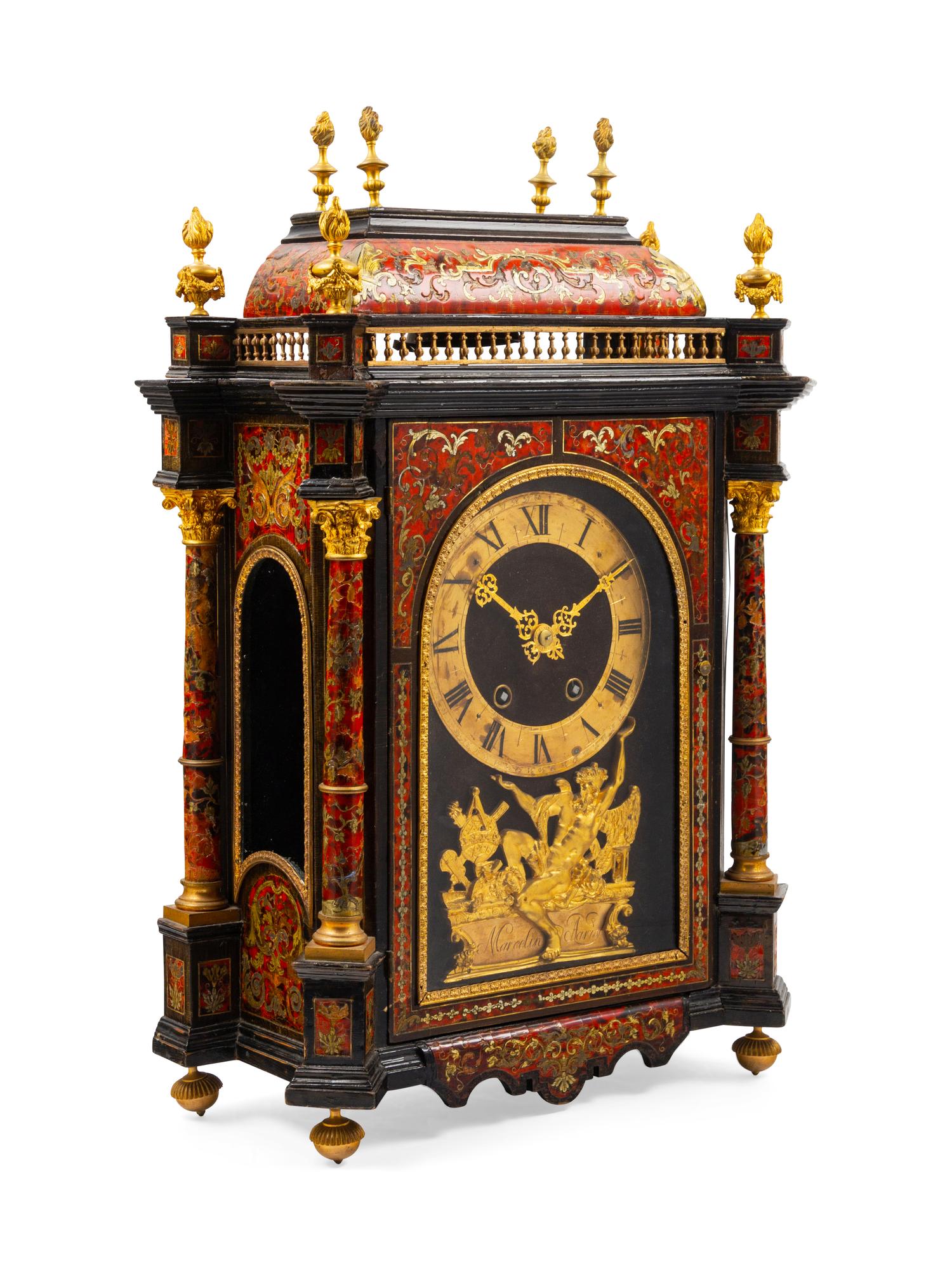 A Boulle Marquetry Mantel Clock